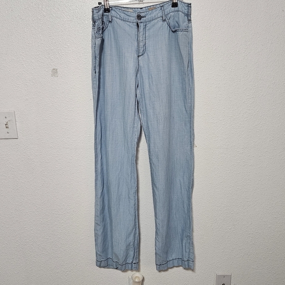 Pilcro and Letterpress anthropologie chambray jeans size 28 wide leg - Picture 1 of 11